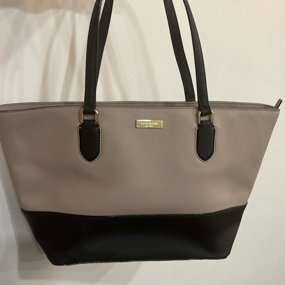 kate spade two-tone taupe and black tote